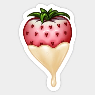 White Candied Strawberry - White Chocolate Coating Sticker